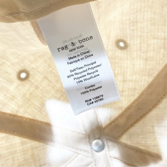 New Rag & Bone Addison Wool Blend Hat One Size in Plaster - Picture 5 of 5